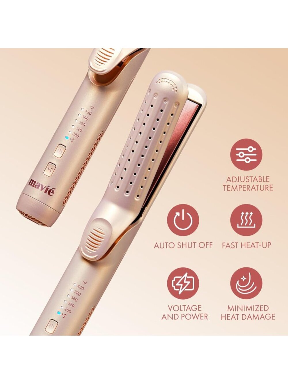 360° Airflow Styler, 2 in 1 Curling Wand & Hair Straightener, 5 Heat Temps - Picture 4 of 8